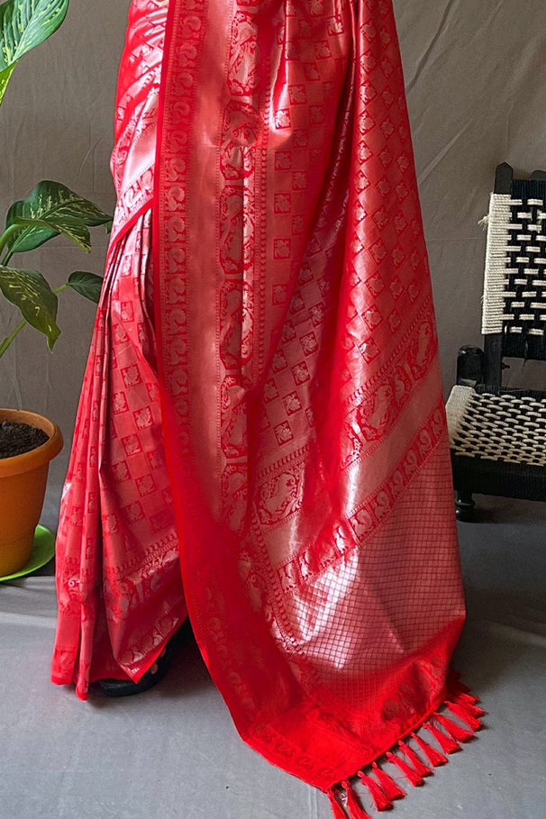 Buy MySilkLove Persian Red Kanjivaram Silk Saree Online