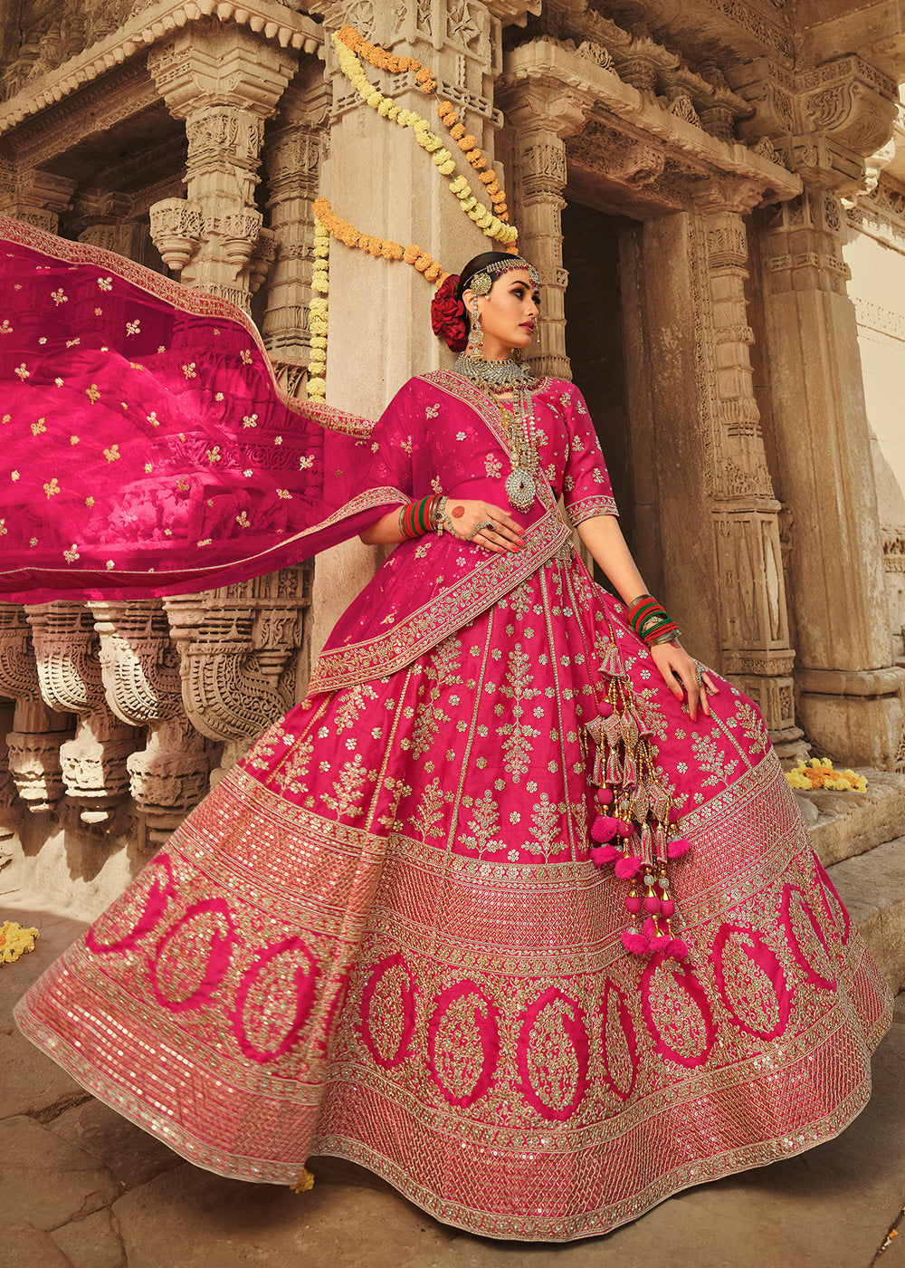 Buy MySilkLove Cabaret Pink Silk Lehenga Choli With Heavy Zari Embroidery Online