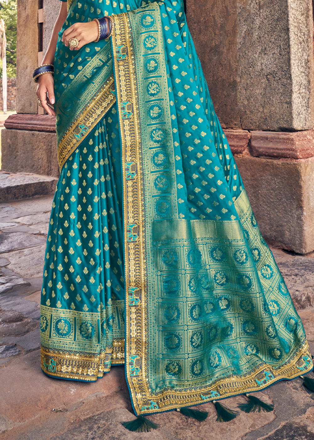 Buy MySilkLove Astral Blue Zari Woven Designer Banarasi Saree Online