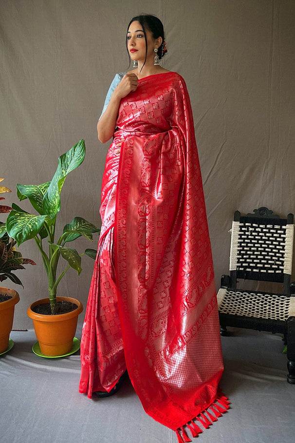 Persian Red Kanjivaram Silk Saree