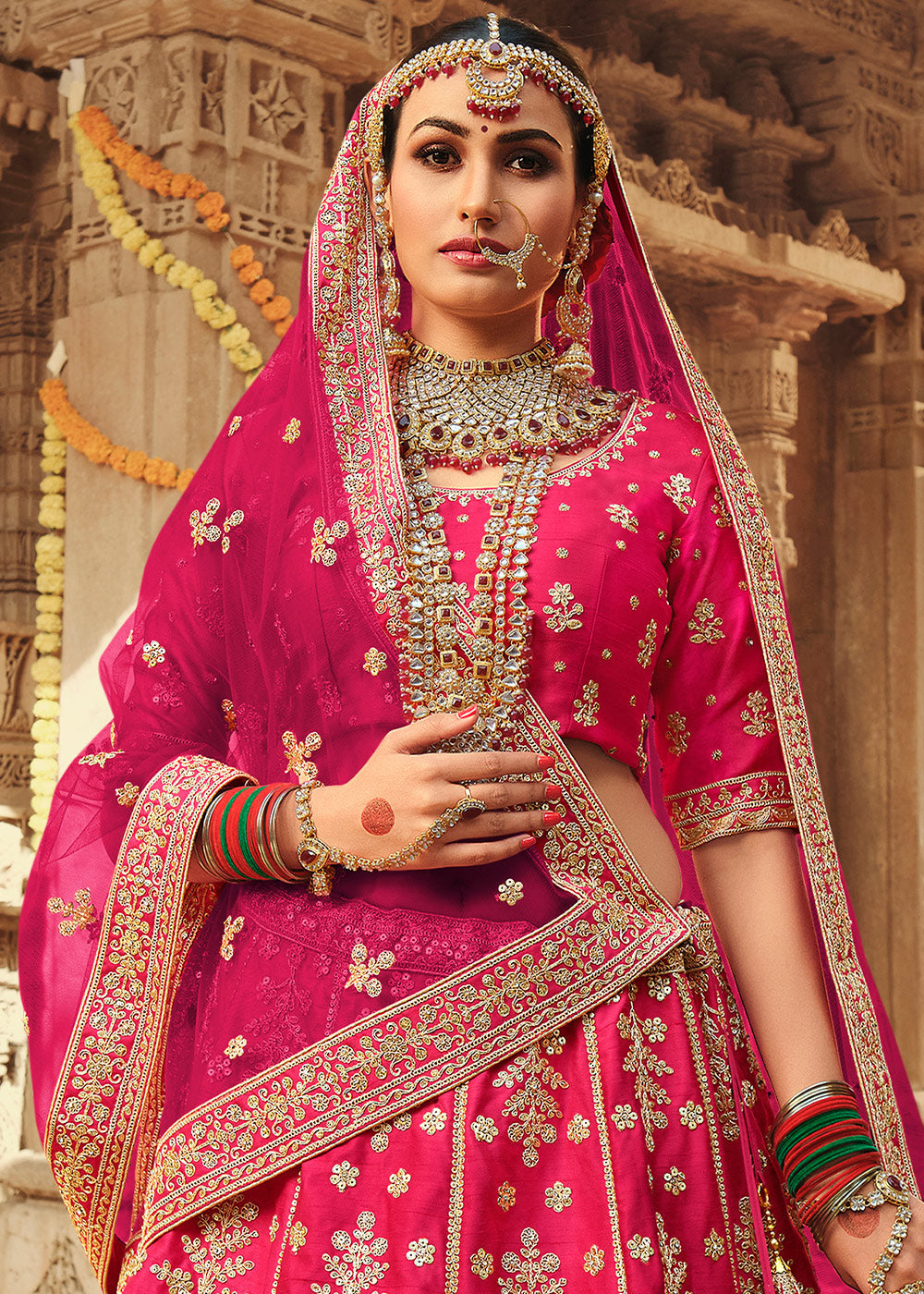 Buy MySilkLove Cabaret Pink Silk Lehenga Choli With Heavy Zari Embroidery Online