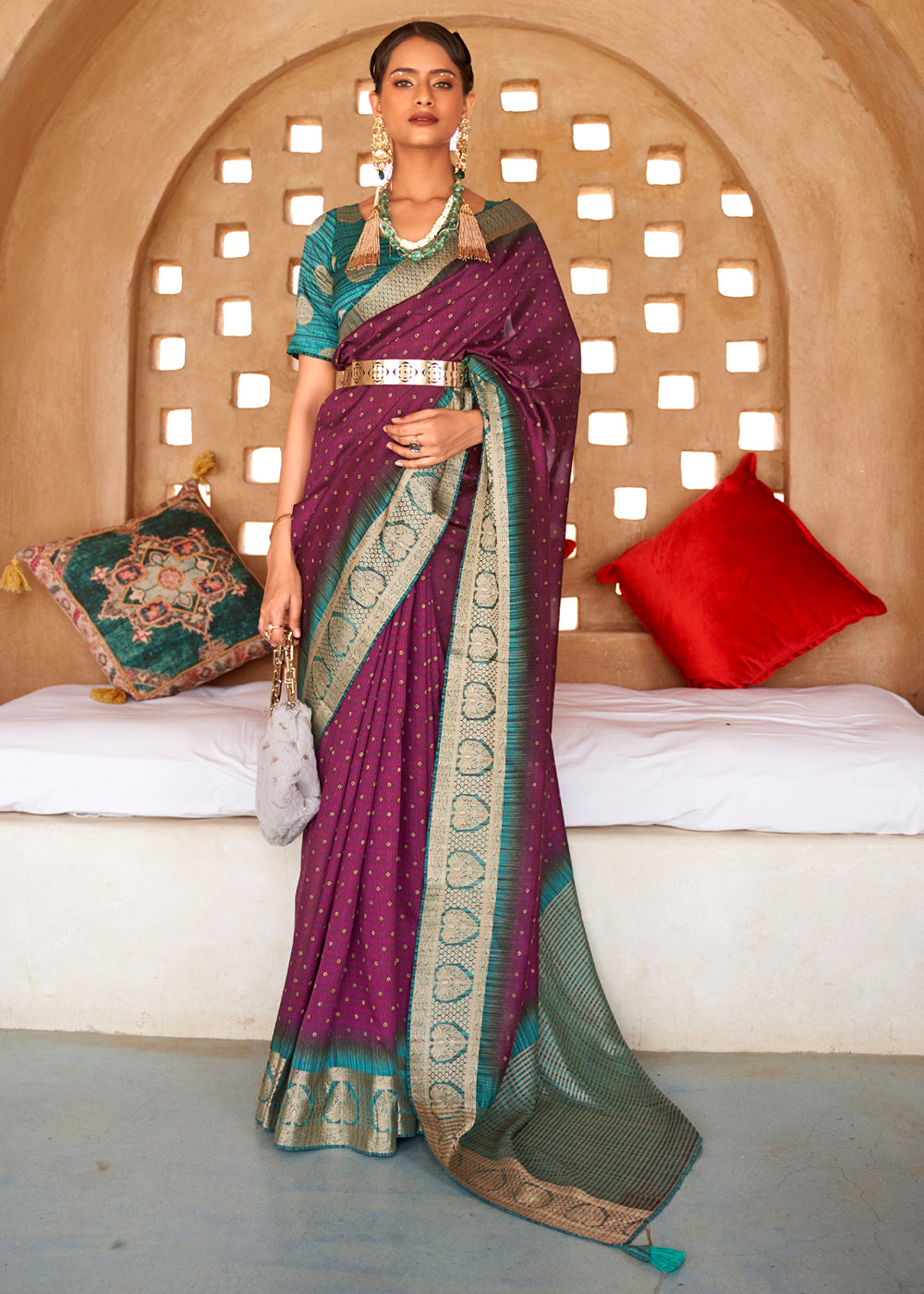 Buy MySilkLove Finn Purple Zari Woven Banarasi Saree Online