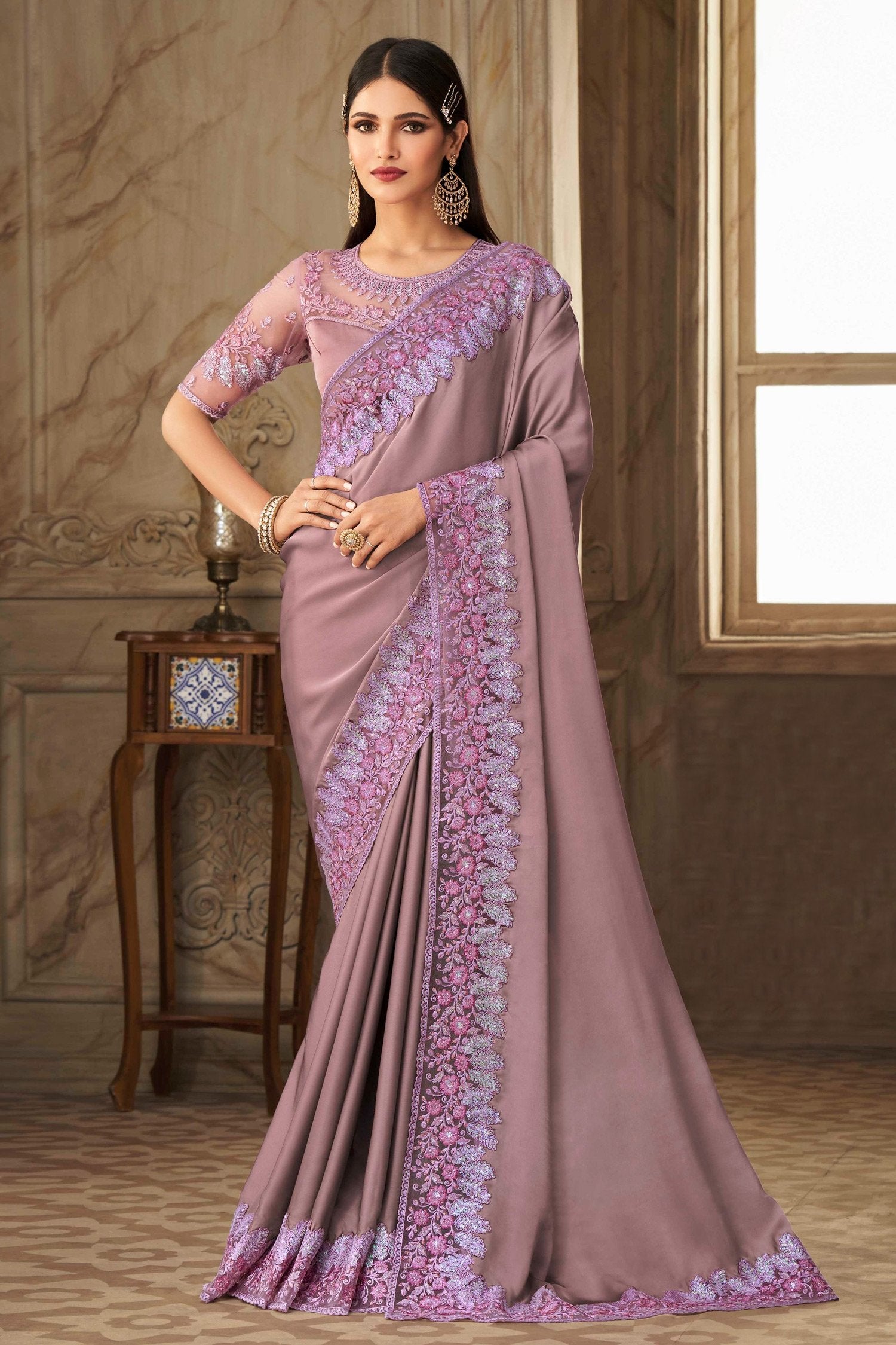 Buy MySilkLove Brandy Rose Purple Designer Silk Saree Online