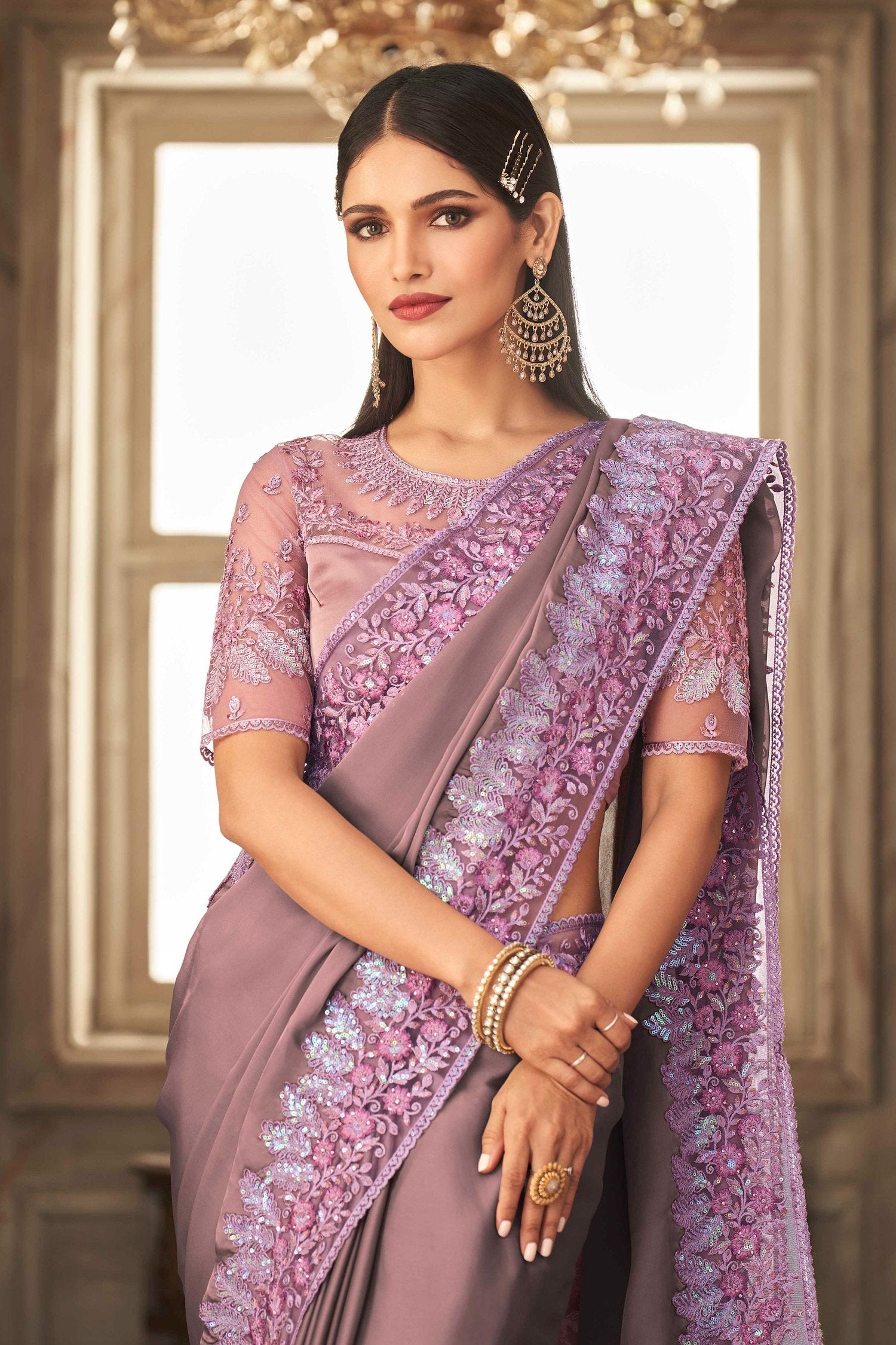 Buy MySilkLove Brandy Rose Purple Designer Silk Saree Online