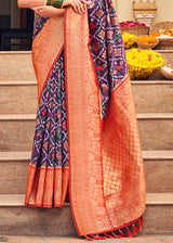 Strikemaster Purple Woven Banarasi Patola Silk Saree