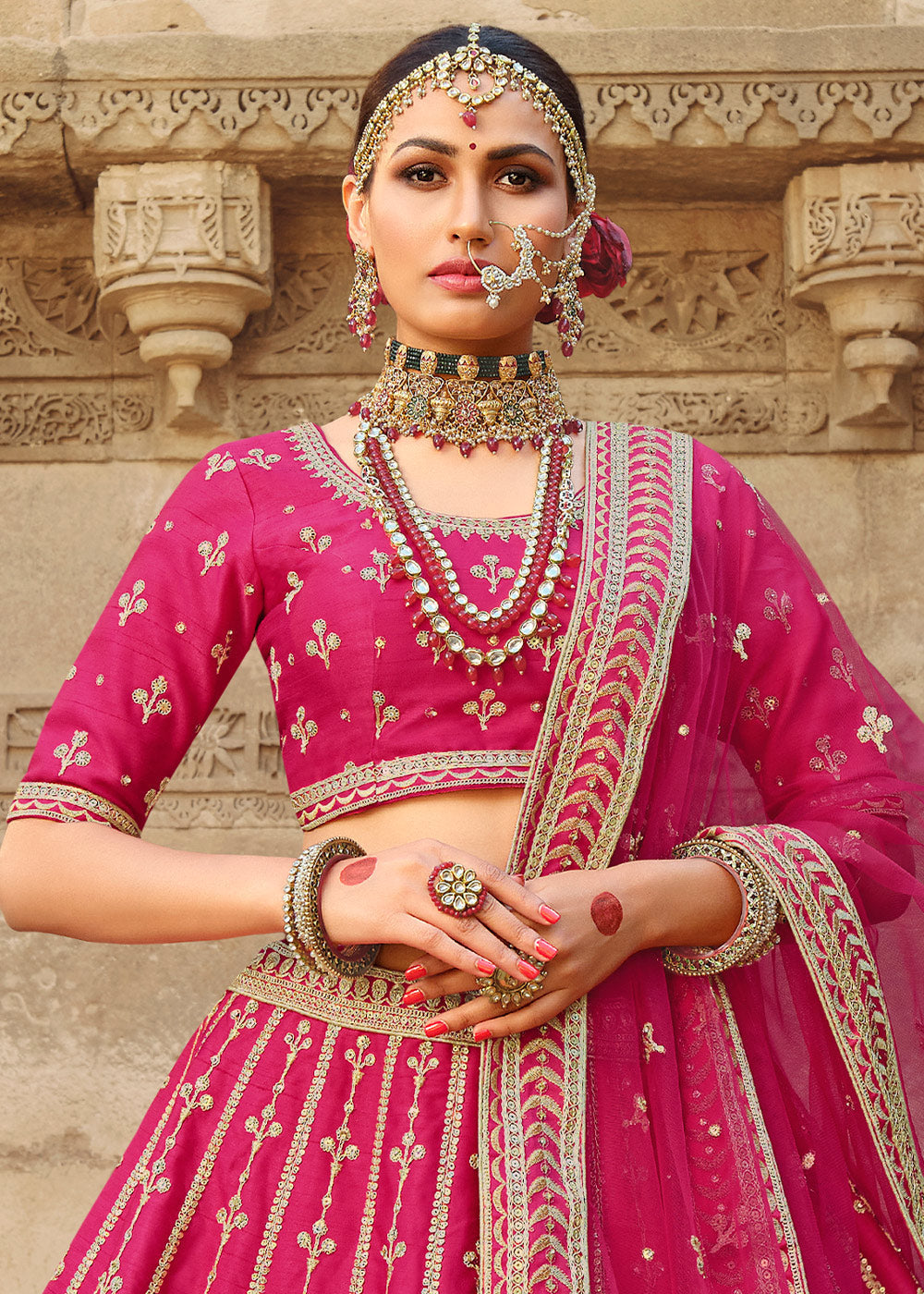 Buy MySilkLove Rose Pearl Pink Silk Lehenga Choli With Heavy Zari Embroidery Online