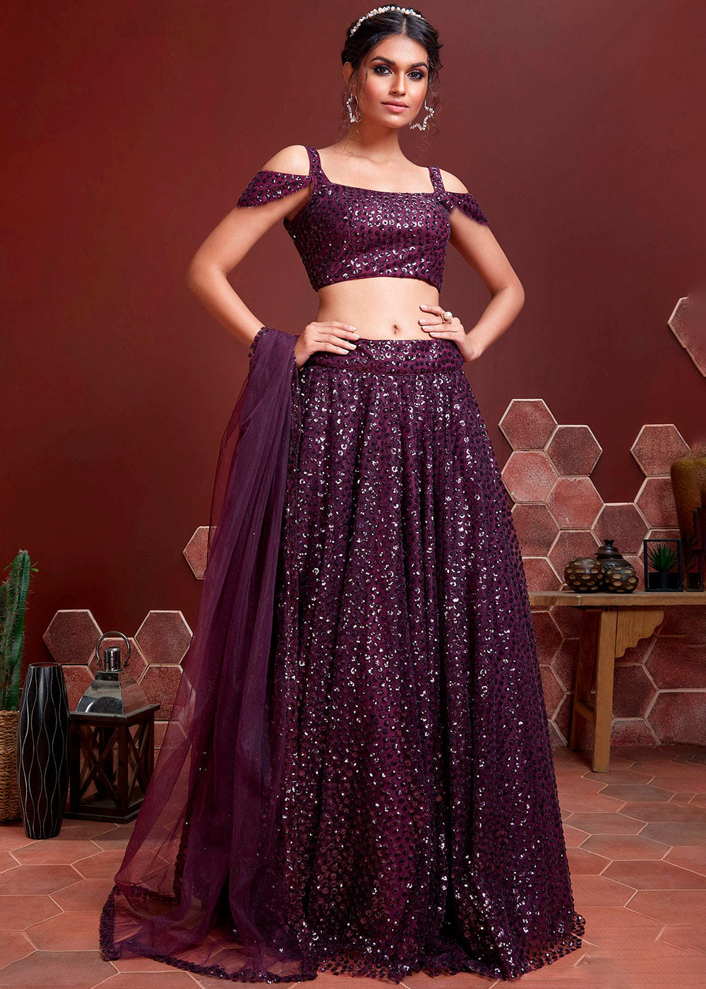 Buy MySilkLove Livid Purple Soft Net Lehenga Choli Online