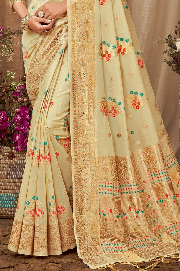 Buy MySilkLove Laser White Cotton Saree Online