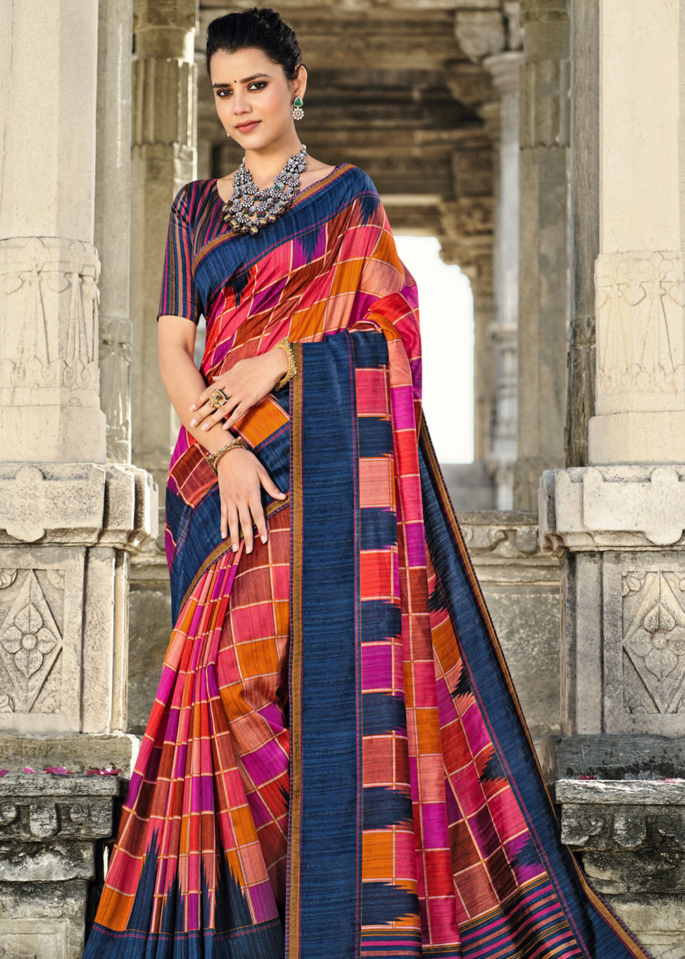 Buy MySilkLove Rodeo Dust Multicolor Gadhwal Silk Saree Online