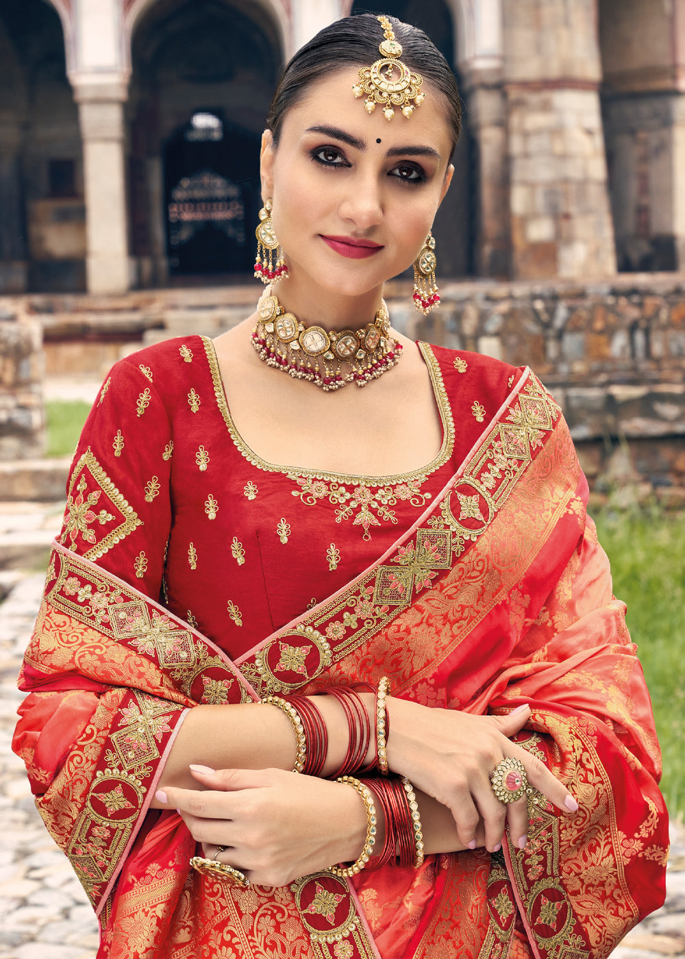 Buy MySilkLove Sweet Red Zari Woven Designer Banarasi Saree Online