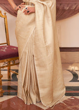 Chamois Golden Woven Kanjivaram Silk Saree