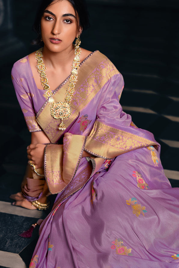 MySilkLove Razzmic Purple Zari Woven Banarasi Saree