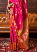 Jelly Bean Pink Woven Banarasi Silk saree
