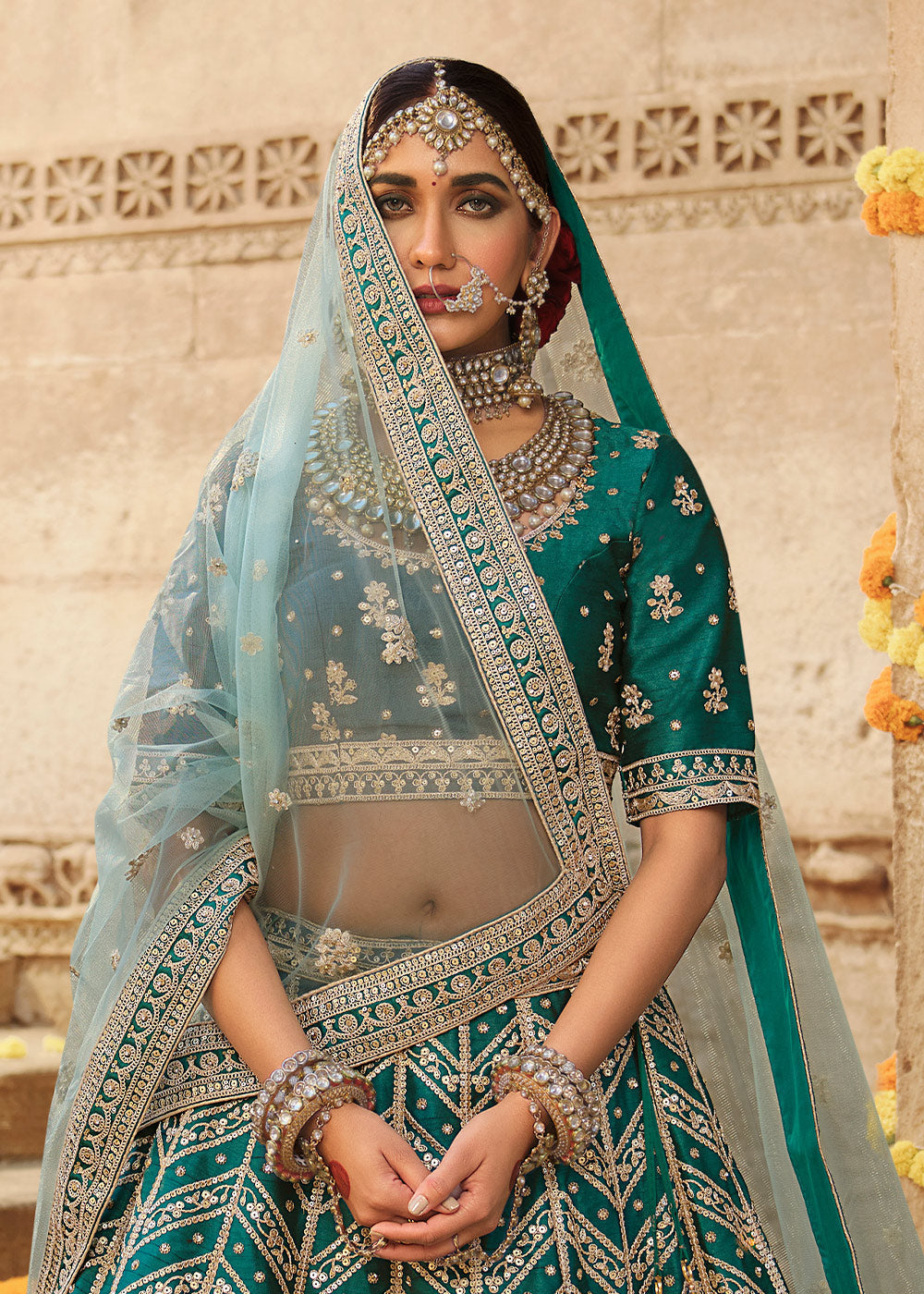 Buy MySilkLove Corduroy Blue Silk Lehenga Choli With Heavy Zari Embroidery Online