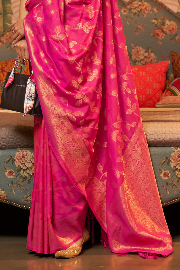 Buy MySilkLove Rose Pearl Pink Zari Woven Kanjivaram Silk Saree Online