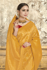 Sunglow Yellow Zari Woven Kanjivaram silk Saree