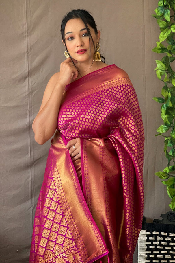 Buy MySilkLove Frostbite Purple Kanjivaram Silk Saree Online