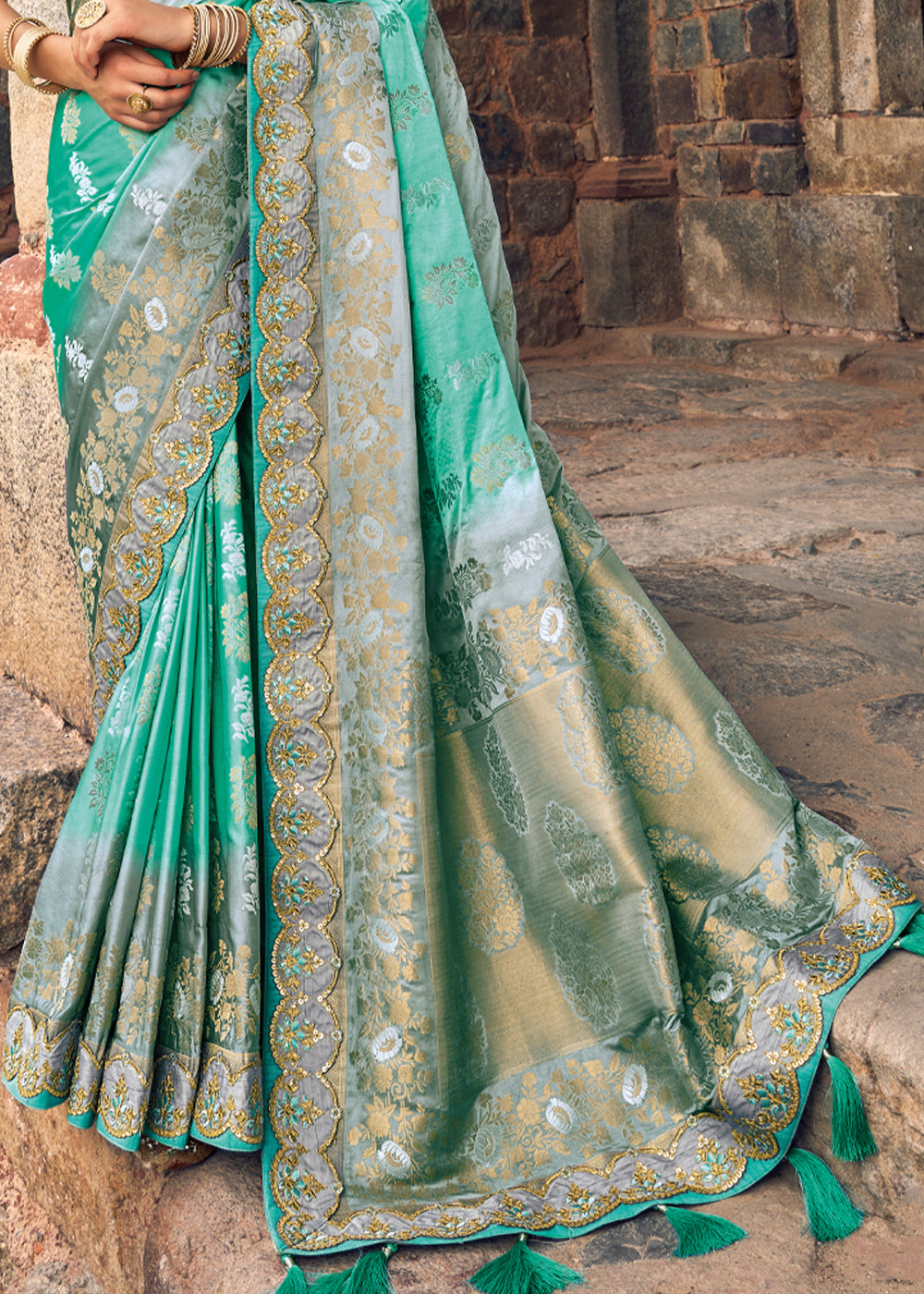 Buy MySilkLove Neptune Blue and Silver Zari Woven Designer Banarasi Saree Online