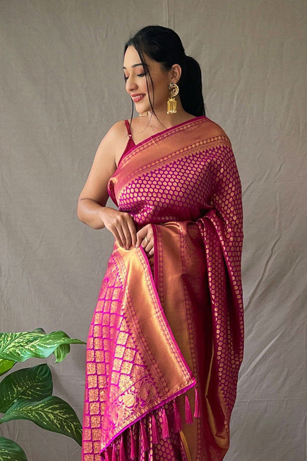 Buy MySilkLove Frostbite Purple Kanjivaram Silk Saree Online