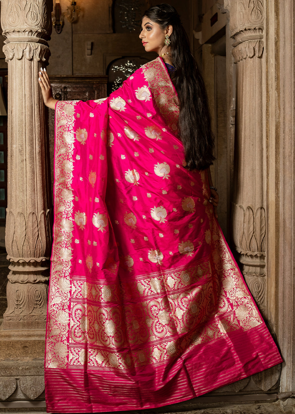 MySilkLove Winter Pink Hand Woven Katan Pure Silk Saree