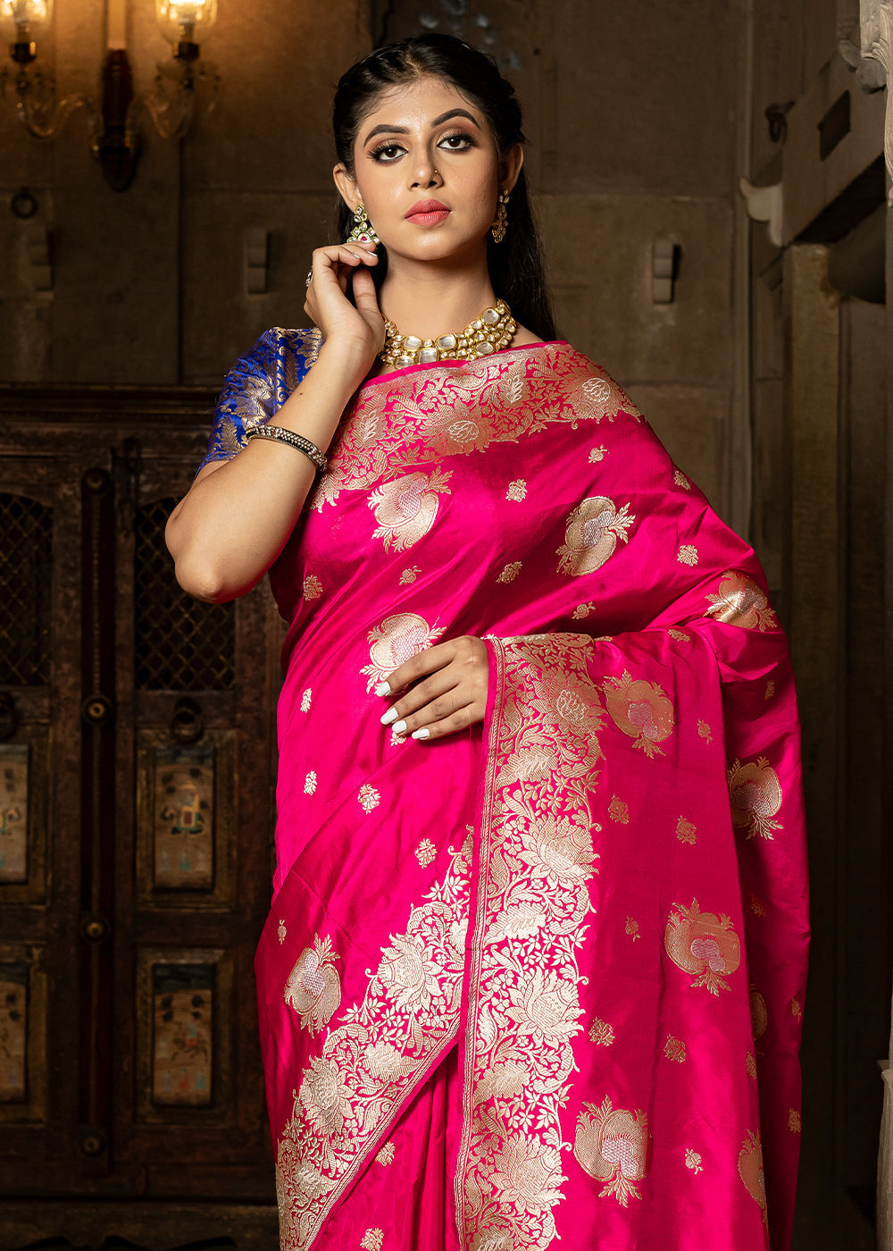 Buy MySilkLove Winter Pink Hand Woven Katan Pure Silk Saree Online