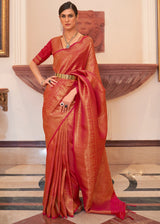 Jasper Red Woven Kanjivaram Silk Saree