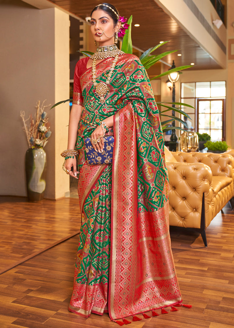 Jewel Green Woven Banarasi Patola Silk Saree