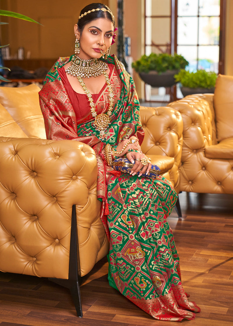 Jewel Green Woven Banarasi Patola Silk Saree