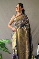 Onyx Blue Kanjivaram Silk Saree