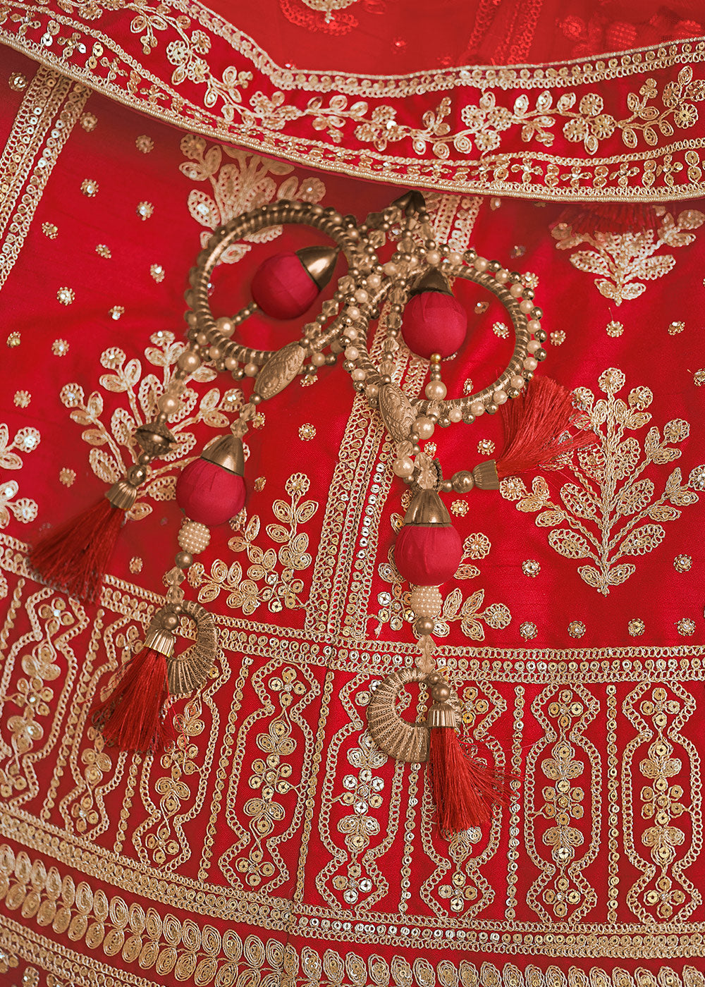 Buy MySilkLove Red Salsa Silk Lehenga Choli With Heavy Zari Embroidery Online