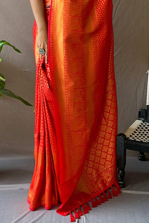 Buy MySilkLove Thunderbird Red Kanjivaram Silk Saree Online