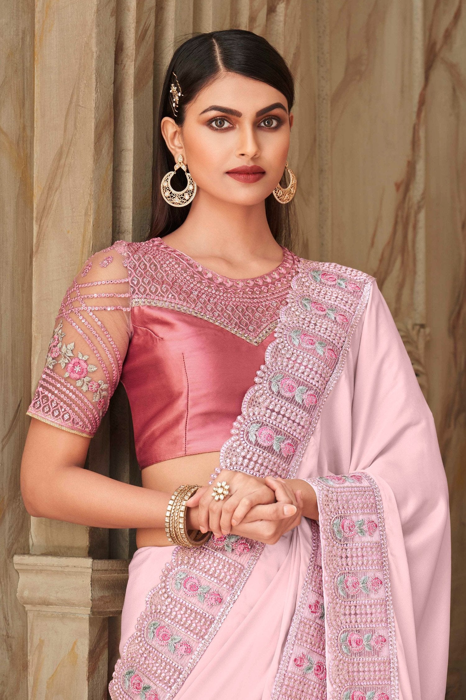 MySilkLove Cinderella Pink Designer Silk Saree