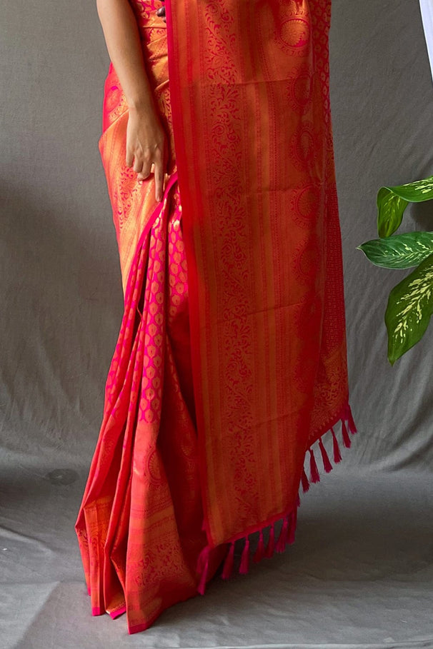 Buy MySilkLove Jasper Pink Kanjivaram Silk Saree Online