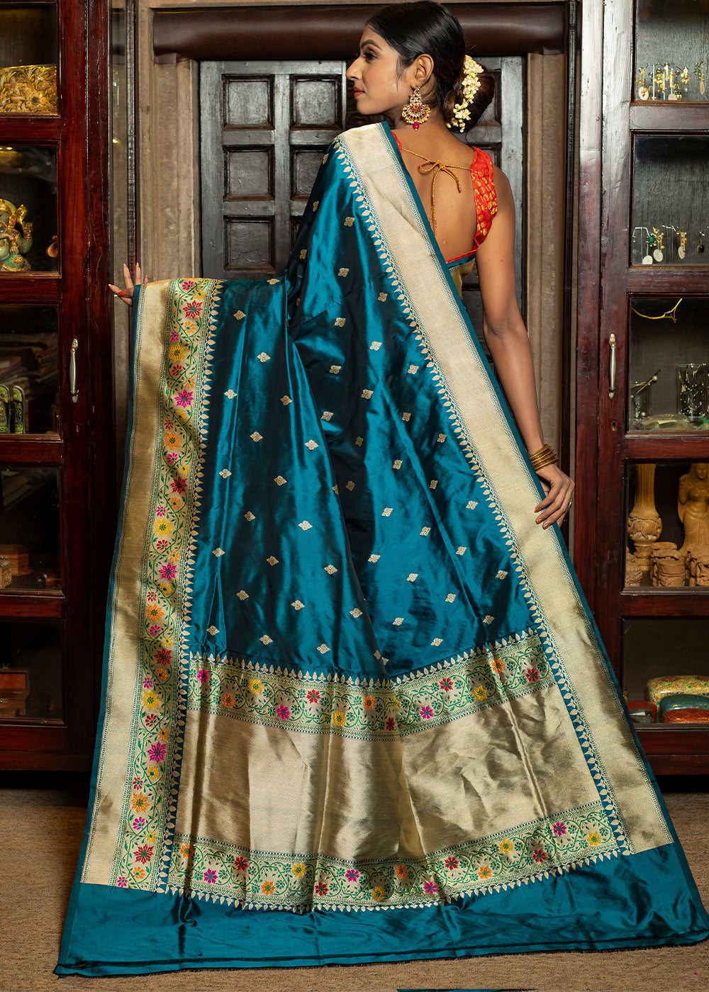 Buy MySilkLove Royal Blue Hand Woven Katan Pure Silk Saree Online