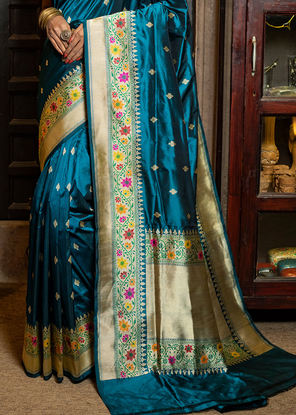 Buy MySilkLove Royal Blue Hand Woven Katan Pure Silk Saree Online