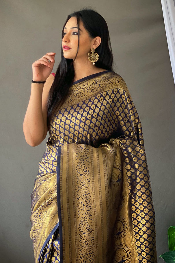 Buy MySilkLove Shark Grey Kanjivaram Silk Saree Online