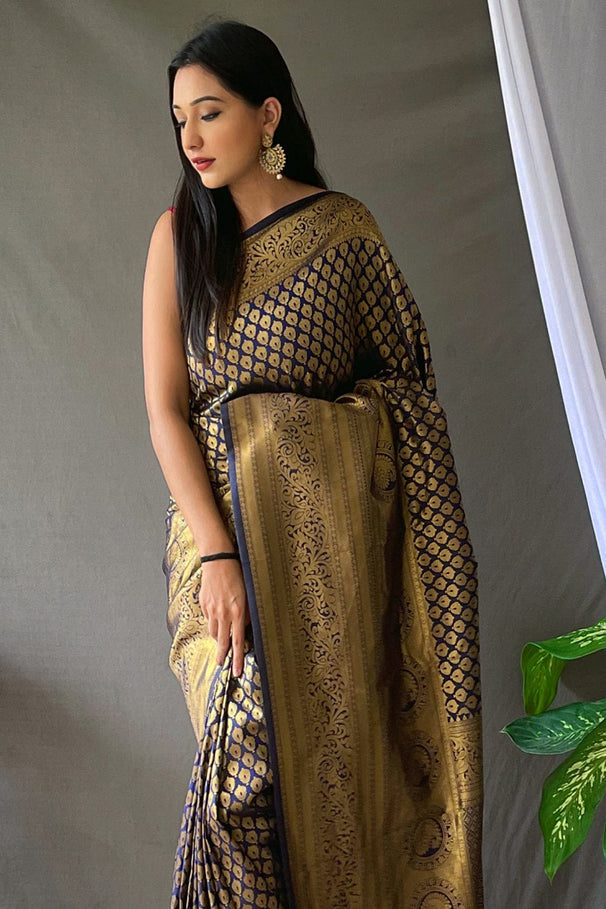 Buy MySilkLove Shark Grey Kanjivaram Silk Saree Online