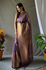 Revolver Purple Kanjivaram Silk Saree