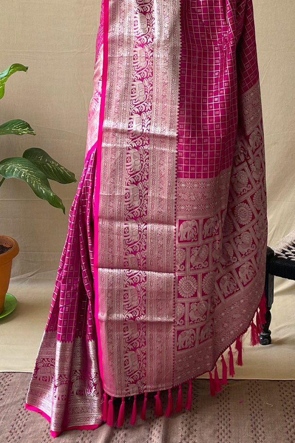 Buy MySilkLove Hibiscus Pink Kanjivaram Silk Saree Online