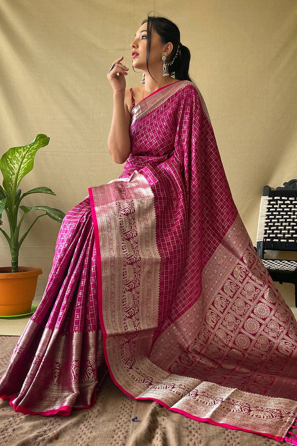 MySilkLove Hibiscus Pink Kanjivaram Silk Saree