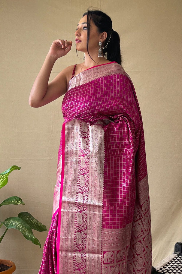 Buy MySilkLove Hibiscus Pink Kanjivaram Silk Saree Online