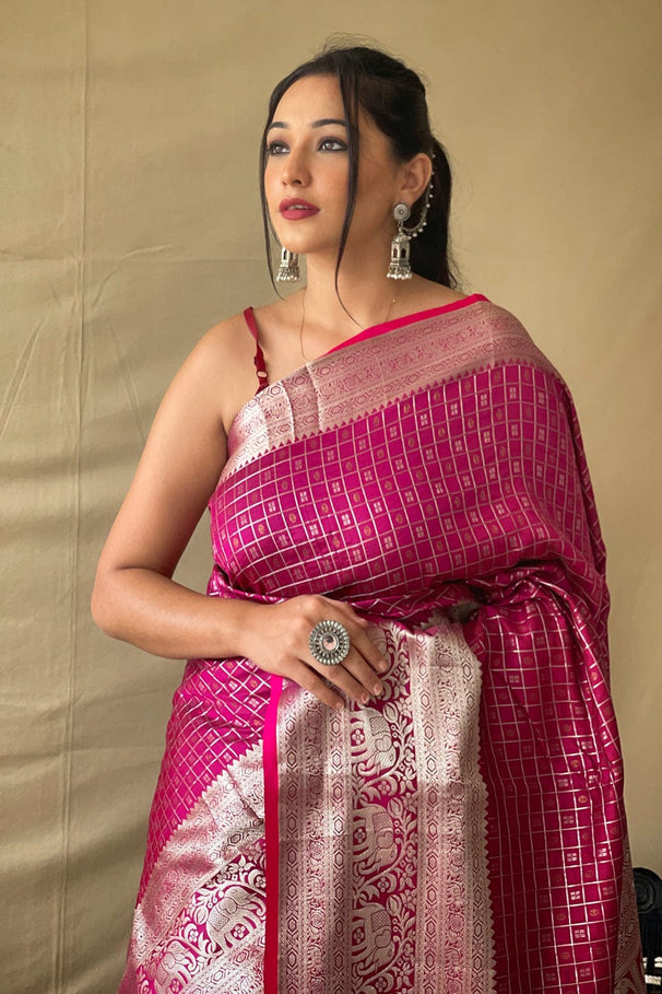 Buy MySilkLove Hibiscus Pink Kanjivaram Silk Saree Online