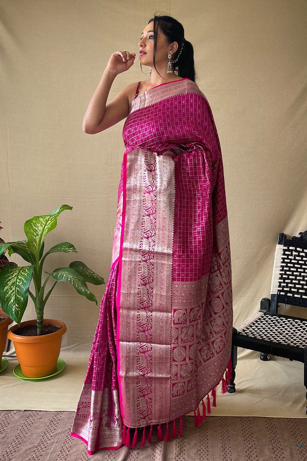 Buy MySilkLove Hibiscus Pink Kanjivaram Silk Saree Online