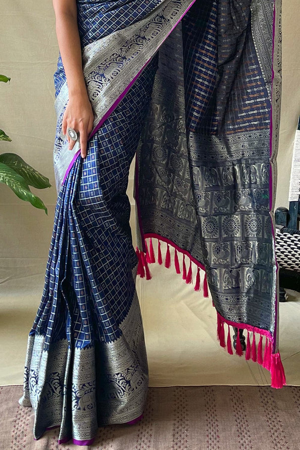 Buy MySilkLove Lynch Blue Kanjivaram Silk Saree Online