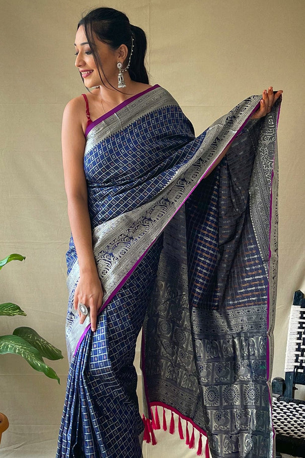 Buy MySilkLove Lynch Blue Kanjivaram Silk Saree Online