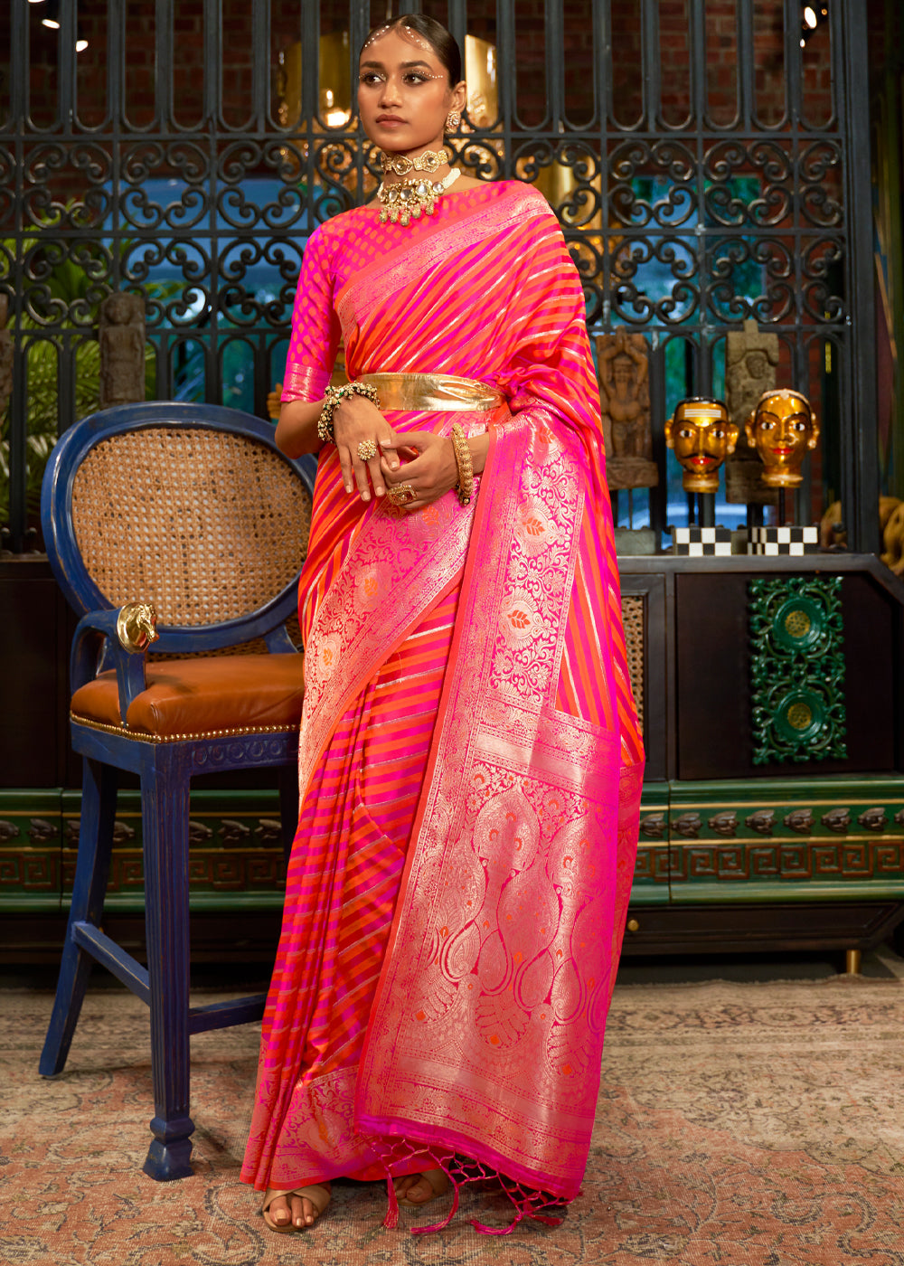 Buy MySilkLove Royal Pink woven Banarasi Silk Saree Online