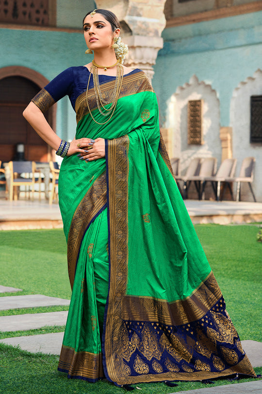 Buy MySilkLove Salem Green Kanjivaram Saree Online