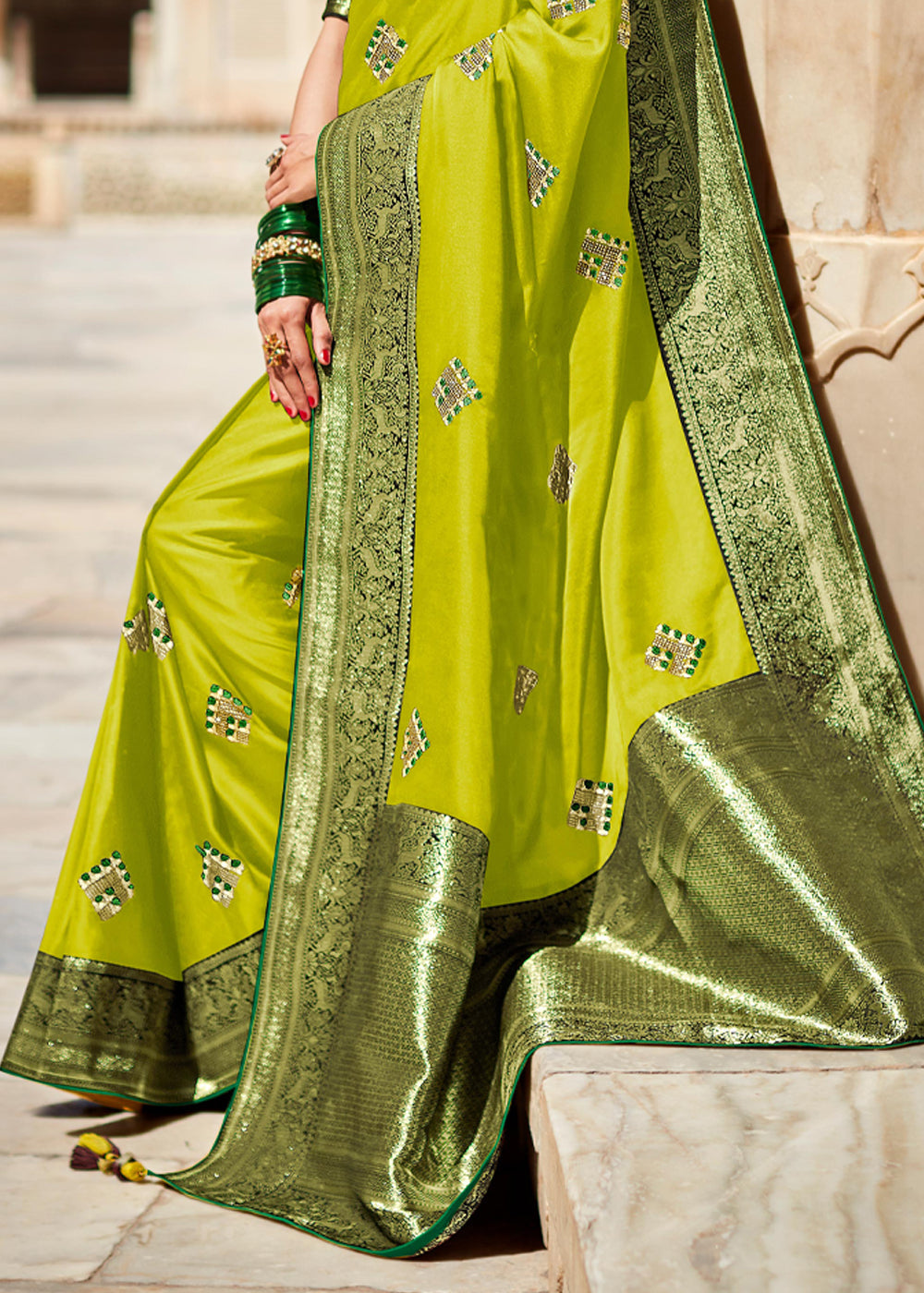 Buy MySilkLove Earls Green Woven Banarasi Soft Silk Designer Saree Online