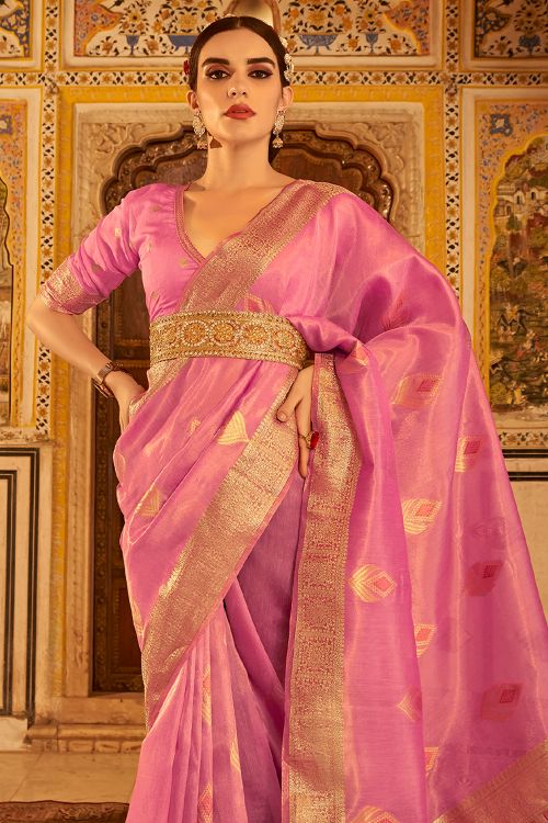 Buy MySilkLove Carissma Pink Banarasi Silk Saree Online