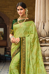Tacha Green Kanjivaram Saree